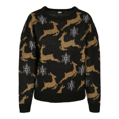 Immagine di Urban Classics Oversized Christmas Maglione, Donna, Taglia: Medium, Blackgold