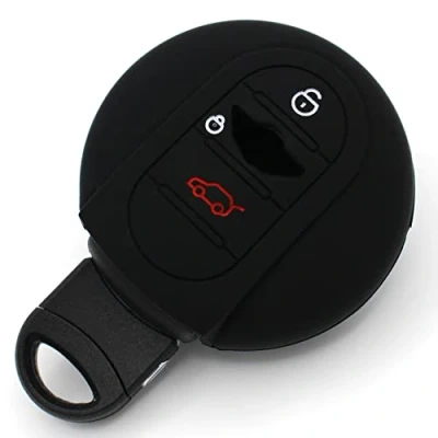 Immagine di Custodia per chiave auto a 3 pulsanti, in silicone, accessorio MIB (nero)