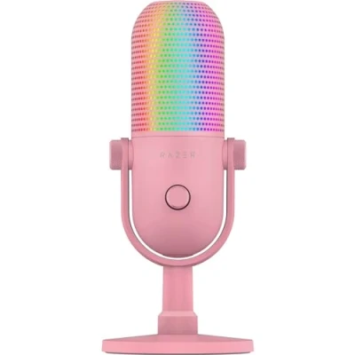 Immagine di Razer Seiren V3 Chroma Microfono USB RGB a condensatore supercardioide con funzione Tap to Mute (illuminazione reattiva, limitatore di guadagno digitale e ammortizzatore integrato) Quartz