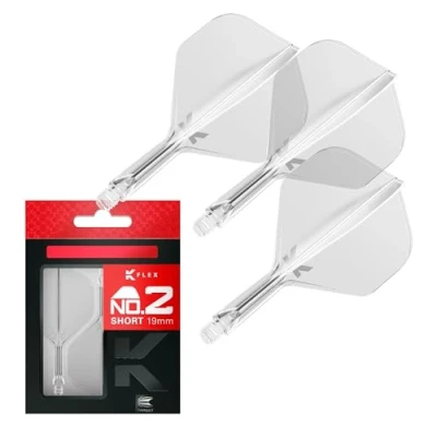 Immagine di Target Darts K Flex Integrated Dart Flight And Shaft, N. 2 Clear (Corto) Confezione da 3 2, voli per Freccette e Stelo in 1 Stampati con precisione