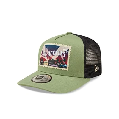 Immagine di New Era Los Angeles Postcard Patch Jade A Frame Adjustable Trucker Cap One Size