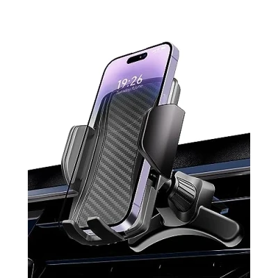 Immagine di Hoppac Porta Cellulare Auto, Supporto Telefono Auto Bocchette Aria Aggiorna, Gancio in Acciaio e Rotazione a 360 Gradi Rilascio Rapido, Universale Smartphone iPhone Max Android 4 7&quot;