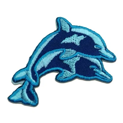 Immagine di bambino delfino Toppe termoadesive Patch Toppa ricamate, misura: 6,9 x 4,1 cm