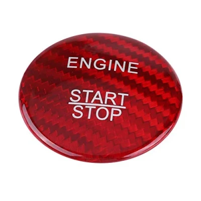 Immagine di Aramox Rivestimento pulsante avviamento motore, fibra di carbonio coperchio motore per A B C Classe GLC GLA CLA ML GL(rosso)