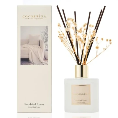Immagine di Cocorrína Set di diffusori a bastoncini, 200 ml, diffusore in lino naturale, con 8 bastoncini profumati per la casa, camera da letto, bagno, soggiorno, casa e ufficio