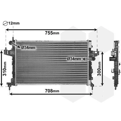 Immagine di VAN WEZEL 37002380 Radiatore motore Alluminio 598 340 24 Alette di raffreddamento montate meccanicamente OPEL: Corsa C Hatchback