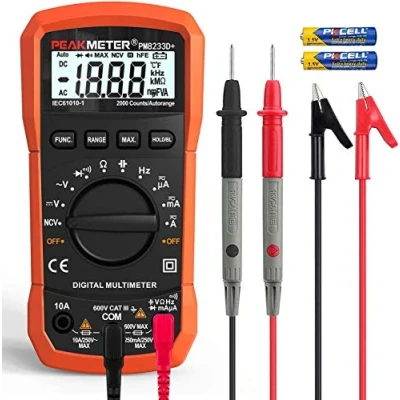 Immagine di Multimetro Digitale, Tester Multimetro, Voltmetro Amperometro Ohmmetro Ad Alta Sensibilità Misura Tensione CA/CC, CorrenteCA/CC, Resistenza, Diodi, Continuità (colore arancione)