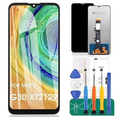 Immagine di SRJTEK Compatibile con schermo LCD Motorola Moto G30 PAML0000IN Parti di ricambio per XT2129 2 Touch Screen Sensor Digitizer Assmebly (nero senza cornice)