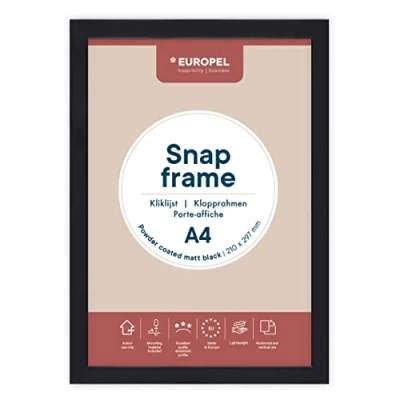 Immagine di Europel Cornice porta poster clic clac A4, nero, profilo piatto 25 mm