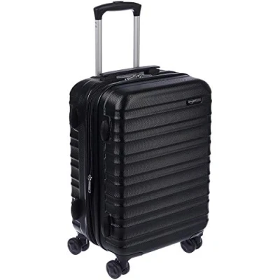 Immagine di Amazon Basics Valigia da Cabina Rigida Espandibile, Trolley Bagaglio a Mano in ABS, con 4 Ruote Girevoli, 55 cm, Nero