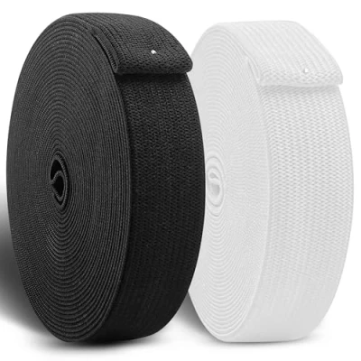 Immagine di CZ Store Elastico per Cucire Set di 2 10 Metri x 20 mm✮Garanzia A Vita✮ Rotolo Cucito in Poliestere, Accessori Merceria e Sartoria Vestiti, Pantaloni Bianco Nero