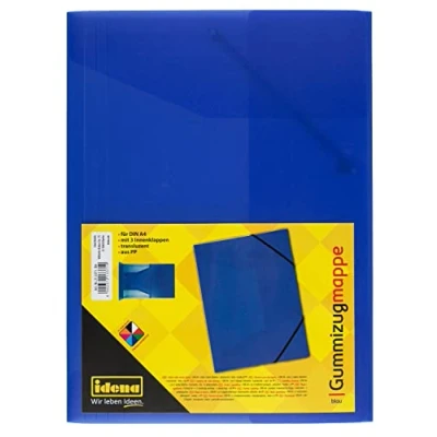 Immagine di Idena 213371 Cartella con elastico per DIN A4, in polipropilene, blu traslucido, 1 pz.