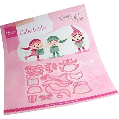 Immagine di Marianne Design Collectables Fustelle, Elfi di Natale Eline &amp; Marleen, Estate Indiana, per Taglio e Goffratura Disegni Comples, Rosa, One Size