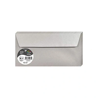 Immagine di Clairefontaine 50075C Pacco da 20 Buste autoadesive Formato DL (11x22cm) 120g/m² Colore argento Inviti Eventi e Corrispondenza Gamma Pollen Carta Premium Liscia