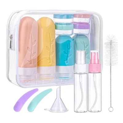 Immagine di Mezzar Bottiglie da Viaggio in Silicone, Kit Contenitori Flaconi Riutilizzabili per Shampoo, Liquidi and Lozione (Colore)