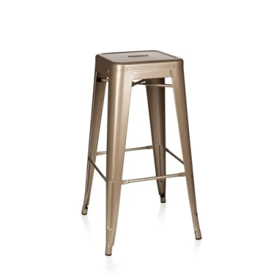 Immagine di HJH Office 645013 Sgabello Bar in Metallo VANTAGGIO HIGH Bancone Design Industriale e Scandinavian, Impilabile, Champagne