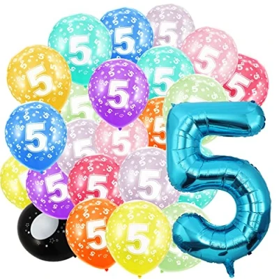 Immagine di palloncini Oro il 5 compleanno, numerati (5 anni), in alluminio e 20 30cm, decorazioni per
