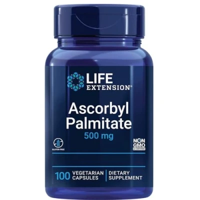 Immagine di Life Extension, Ascorbyl Palmitate, 500mg, Vitamina C Liposolubile, Altamente Dosato, 100 Capsule vegane, Testate in Laboratorio, Senza Glutine, Vegetariane, Soia, Non OGM