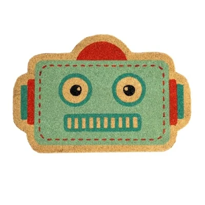 Immagine di Fisura Zerbino originale “robot in cocco con base antiscivolo PVC. per ingresso casa. blu. dalla forma originale. Misure: 60 cm x 40