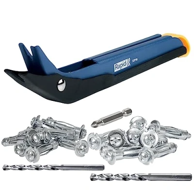 Immagine di Rapid XP10 Kit. Applicatore per Tasselli ad Espansione in Metallo Pareti Cave M4 e M5, 2 Punte forare, 1 punta avvitare 20 espansione, Supportano fino un Carico di 40 Kg