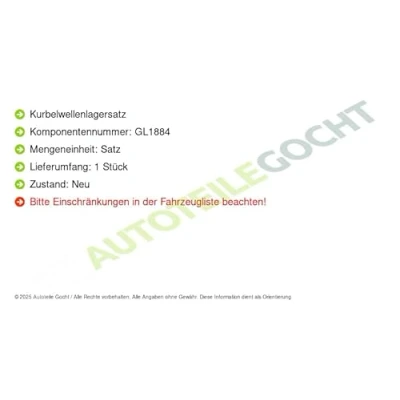 Immagine di KOLBENSCHMIDT MS 1450A STD Kit cuscinetto albero a gomiti