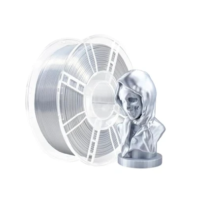 Immagine di iBOSS PLA Plus (PLA+) Filamento per Stampante 3D, 1.75 mm, Seta Lucida, Stabilità Dimensionale +/ 0.02 Bobina da 1 kg (2.2 lbs), Stampa Colore Argento