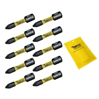 Immagine di 10 x SabreCut SCPH132_10 Set di punte per cacciavite a impatto magnetico PH1 da 32 mm Phillips resistente compatibile con Dewalt Milwaukee Bosch Makita e altro