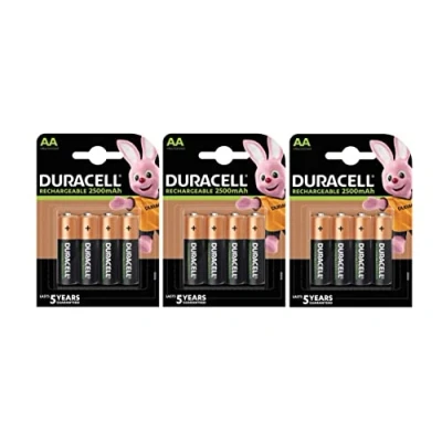 Immagine di 12X Duracell AA Ricaricabile 2500 mAh (3 Blister Da 4 Batterie) 12 Pile Stilo Ricaricabili