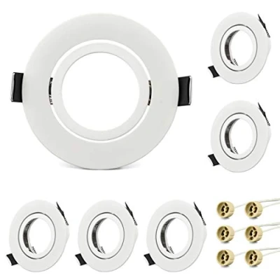 Immagine di KYOTECH Cornice Faretto incasso GU10 Orientabile Portafaretto da Bianco,Per GU10, alogeno e MR16, Faretti led per cartongesso incl. portalampada GU10,Set 6 (Rotondo)
