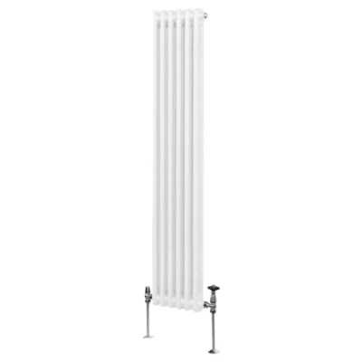 Immagine di Radiatore Termosifone a 2 Colonne 1800mm x 292mm Moderno Centralizzato Bianco in Acciaio Inox Verticale Parete Cucina Soggiorno Bagno Kit di Fissaggio e Spazzola Inclusi