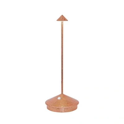 Immagine di Zafferano, Lampada Pina Pro con Foglia Color Rame, da Tavolo Ricaricabile e Senza Fili Controllo Touch, Utilizzabile come Interni, Dimmer, 2700 K, Altezza 29 cm