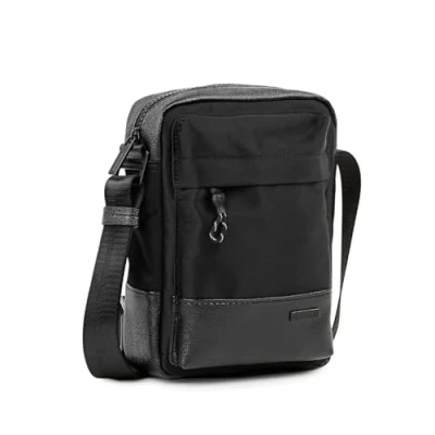 Immagine di JASLEN Borsa Uomo a Tracolla Uomo. Borsello Marsupio in Nylon PU con Cinturino Regolabile 312919, Nero