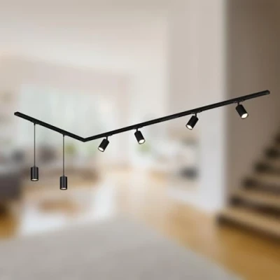 Immagine di Briloner Sistema a binario 230 V, nero, 4 faretti, 2 pendenti, 2,25 m