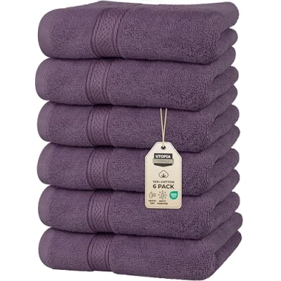 Immagine di Utopia Towels Set di Asciugamani Mani (6 Pezzi, 41x 71 cm) 100% Cotone Perfezionare per Hotel &amp; Spa Massima Morbidezza e assorbenza da Parte (Prugna)