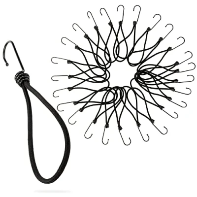 Immagine di PRETEX Corde Elastici con Ganchos Set de 25 x 23cm Ganci universali Portapacchi Pesanti Perfette per il Campeggio, Bagagli Cinghie Elastiche Teloni
