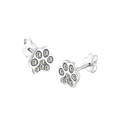 Immagine di Elli Orecchini a Perno da Donna, Motivo Zampa di Animale, con Cristalli, in Argento Sterling 925