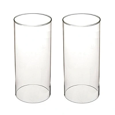 Immagine di Set di 2 Portacandele Trasparente in Vetro, Candelieri Senza Fondo, Vetro Uragano, Candelabri con Varie Dimensioni (Ø 8,5 cm x 20,3 cm)