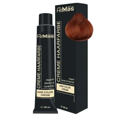 Immagine di Femmas Hair Color Cream 100 ml di colore per capelli con olio argan, cheratina e ceramide (biondo chiaro rame 8.4)