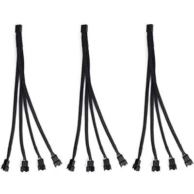 Immagine di 3 Pezzi Splitter Ventole PWN Per PC CPU (3Pin+ 4Pin) 1 a