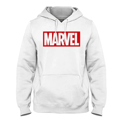 Immagine di Marvel Memarcosw031 Felpa con Cappuccio, Bianco, L Uomo