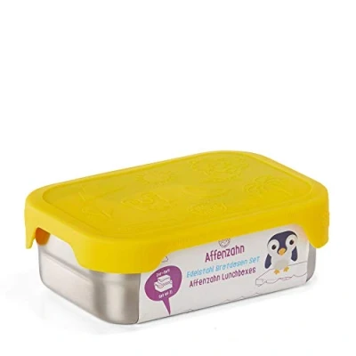 Immagine di Affenzahn Set di contenitori per il pranzo in acciaio inox, con coperchio silicone, senza BPA, lavabili lavastoviglie