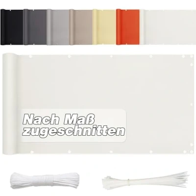 Immagine di Aiyaoo Copri Ringhiera Balcone 85cm x 300cm Telo in Poliestere, Impermeabile Opaco, Frangivento Recinzione Copertura per Esterno Giardino, Bianco