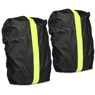 Immagine di com four® 2X Protezione per Lo Zaino Copertura Antipioggia Impermeabile e della Scuola con Strisce Riflettenti Gialle (02 Pezzi Nero V2)