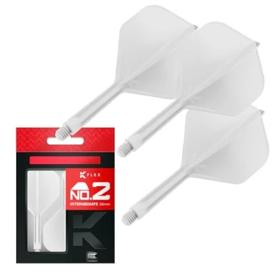 Immagine di Target Darts K Flex Integrated Dart Flight And Shaft, No.2 Bianco (Intermedio) Confezione da 3 No 2, voli per Freccette e Stelo di precisione 2 in 1