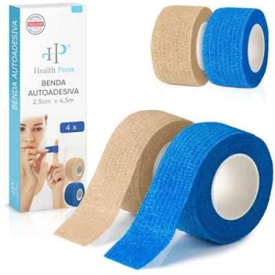 Immagine di Cerotti autoadesivi per dita 4 rotoli di gesso blu + colore della pelle (2,5 cm x 4,5 m) nastro autoadesivo elastico impermeabile antipolvere, grasso e sporco