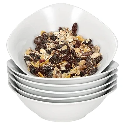 Immagine di MamboCat Lotta Set di 6 ciotole per cereali, 250 ml, in porcellana bianca persone, ciotola insalata, frutta, dessert, snack &amp; Co. I piatti eleganti colazione, pranzo, caffè e pane da