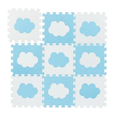 Immagine di Relaxdays Tappeto Puzzle con Nuvole, 18 Tasselli, Parti a Incastro, Area Gioco 91,5x91,5 cm, Gommapiuma EVA, Bianco Blu, Colore, 1 x 31.5 10037473_361