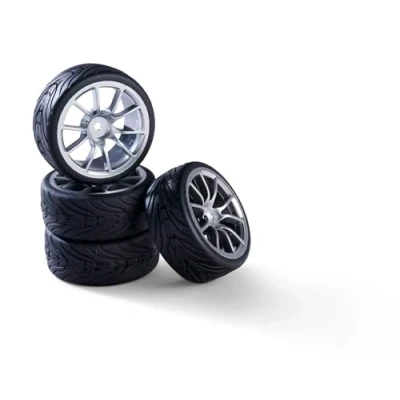 Immagine di Carson 500900185 1:10 set di ruote (4) design 10 raggi argento accessori per modellismo, pezzi ricambio, tuning, pneumatici, pneumatici