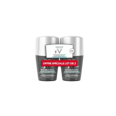 Immagine di Vichy Uomo Invisible Resist, Deodorante Roll On, ad Efficienza Lunga Durata 72 H, Anti Macchie Gialle e Bianche, Adatto per pelli sensibili, Confezione da 2 x 50 ml