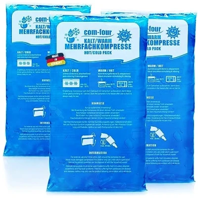 Immagine di com four® 3X Compressa Multiuso Riutilizzabile Grande, Impacchi Gel Freddi e Caldi Grandi, 37,5 x 20 cm Adatto per Microonde Made in Germany (03 Pezzi Molto Grandi)